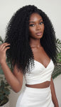 Kinky curly wefted human hair bundle for sew-ins.