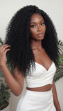 Kinky curly wefted human hair bundle for sew-ins.