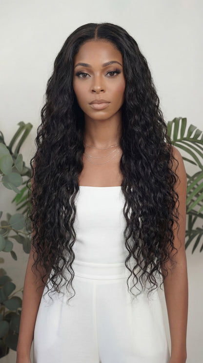 Natural wave wefted human hair bundle - wavy