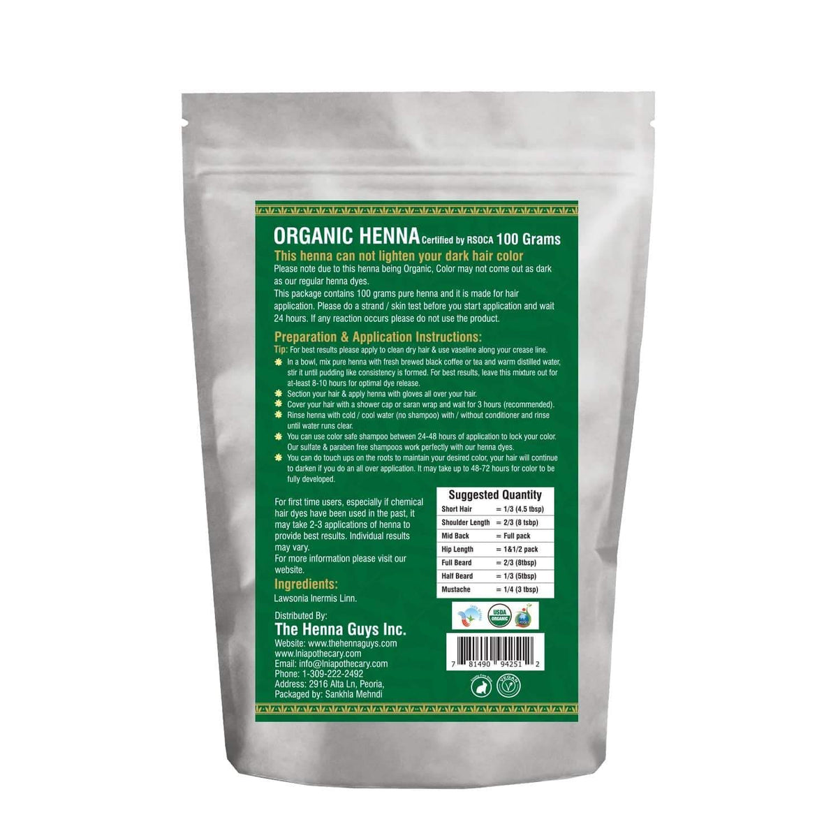 Organic Pure Henna Hair Dye